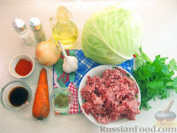 Капуста, тушенная с фаршем