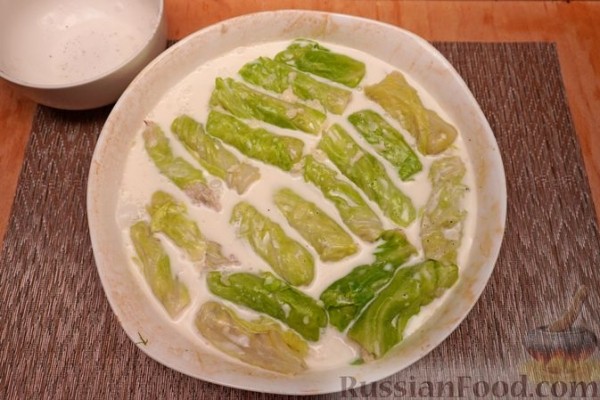 Голубцы с рыбой, картофелем и квашеной капустой (в духовке)