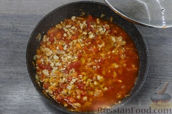 Гречка с фаршем, помидорами и сладким перцем (на сковороде)