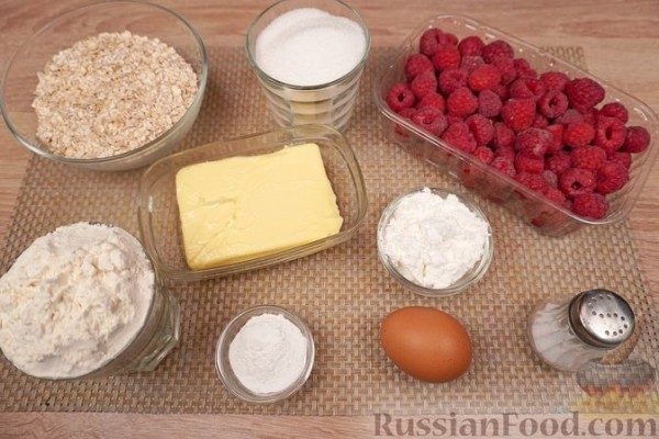 Печенье с овсяными хлопьями и малиной
