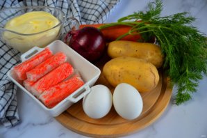 Салат "Мимоза" с крабовыми палочками