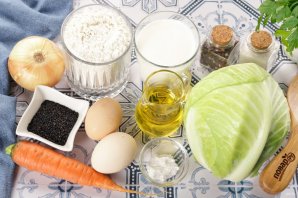 Заливной пирог с капустой на кефире