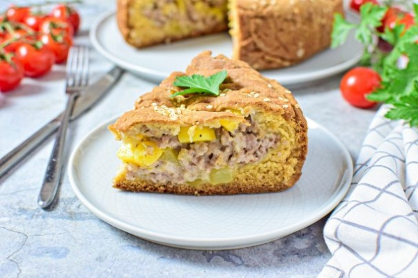 Пирог с мясом на кефире Пирог с мясом на кефире