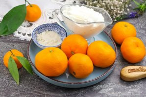 Торт с мандаринами без выпечки