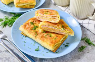 Лаваш с ветчиной и сыром Лаваш с ветчиной и сыром