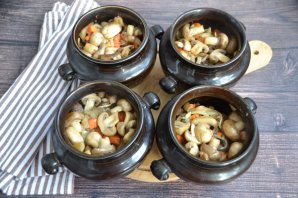 Мясо с грибами в горшочках