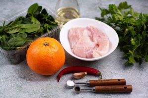 Салат с курицей и апельсинами