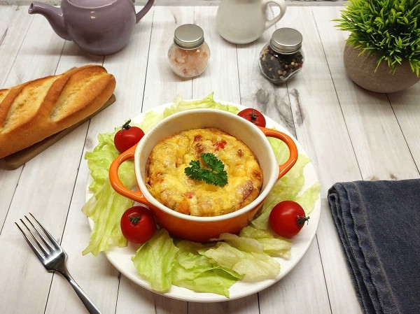 Страта с беконом и овощами Страта с беконом и овощами