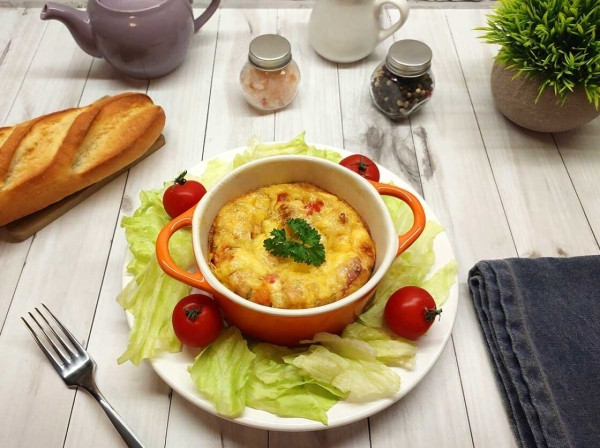 Страта с беконом и овощами Страта с беконом и овощами