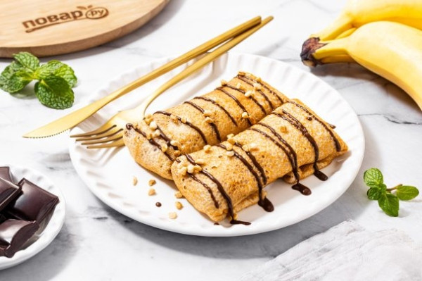 Блины с шоколадом и бананом Блины с шоколадом и бананом