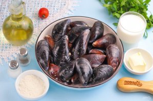 Ракушки мидии в сливочном соусе