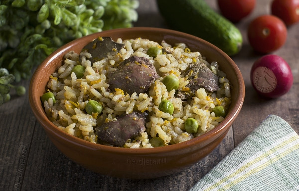 Плов с куриной печенью