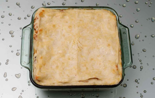 Лазанья с курицей и грибами