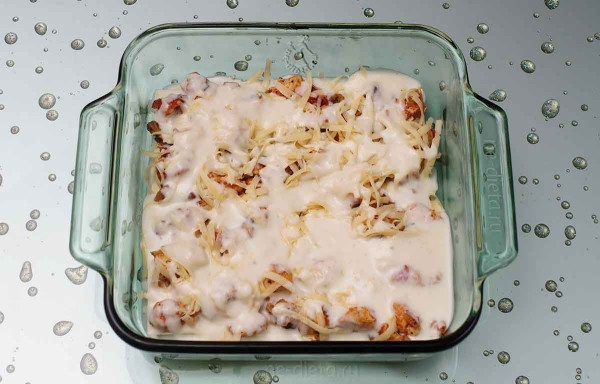 Лазанья с курицей и грибами